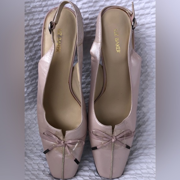 Liz Baker Shoes - LIZ BAKER Ladies Sling Back Kitty Heel Size 8.5 M. Pearl Pink Genuine Leather